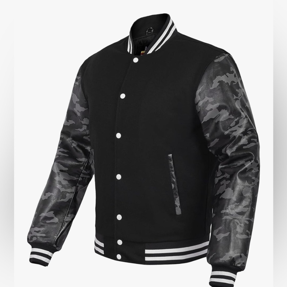 Men's Varsity Jacket Genuine Leather Sleeve & Wool Blend Letterman jacket